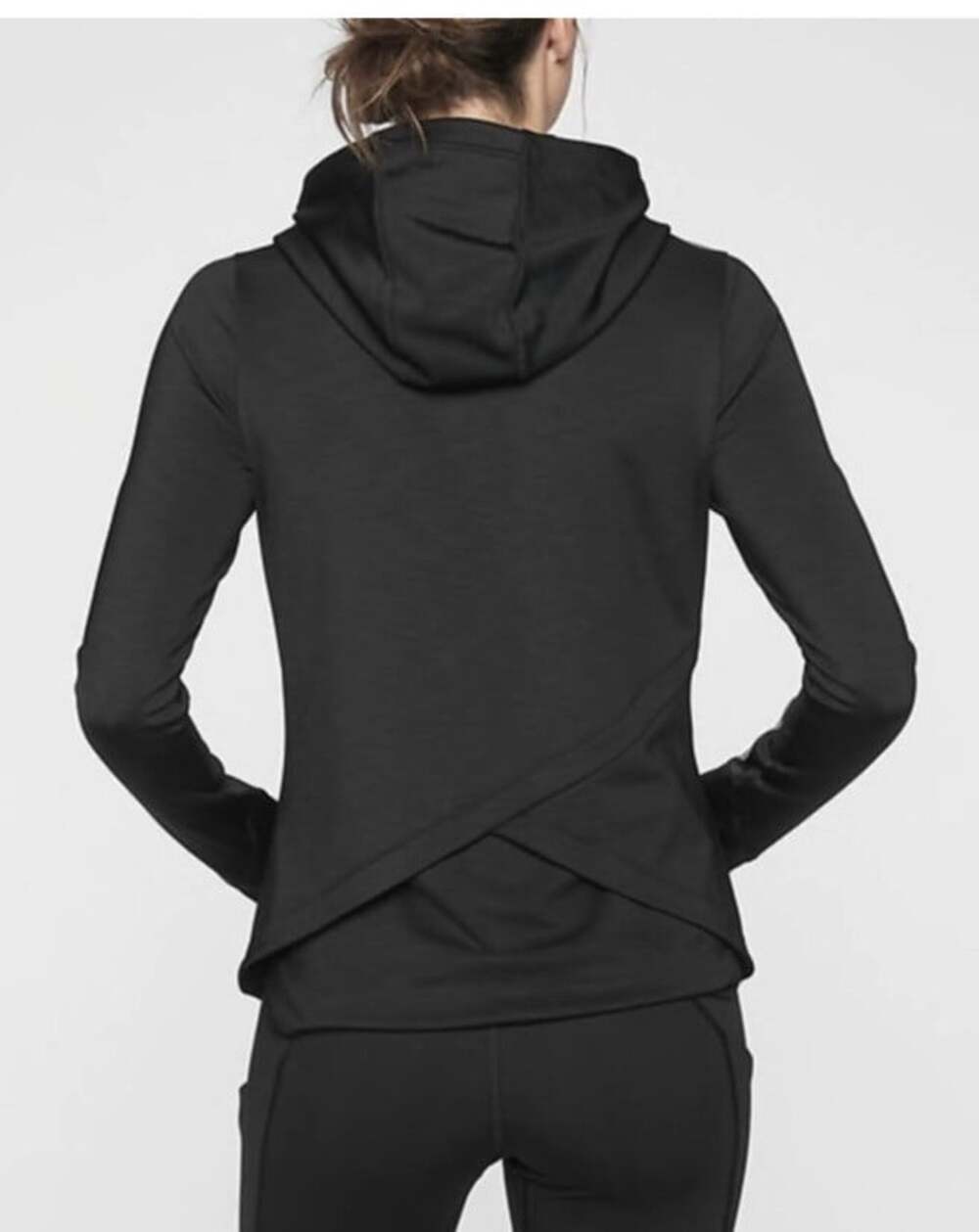 Athleta Women S Bootcamp Hoodie Sweatshirt Plush Tech Black Pullover Hood Active